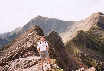 Me on Crib Goch with Snowdon behind in Sept 1999 & Dec 1993